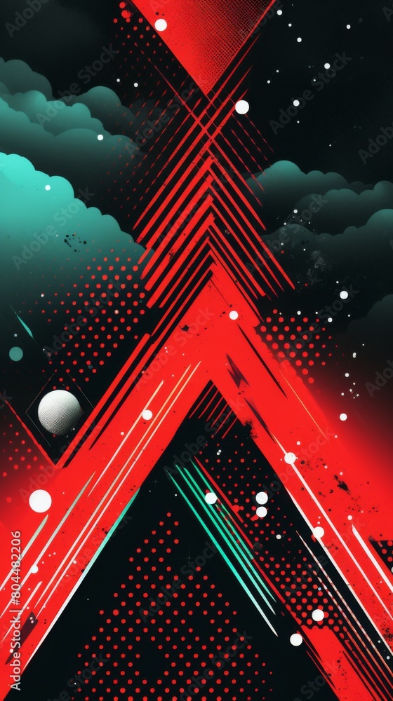 Poster red and black triangle swirl in a hypnotic pattern