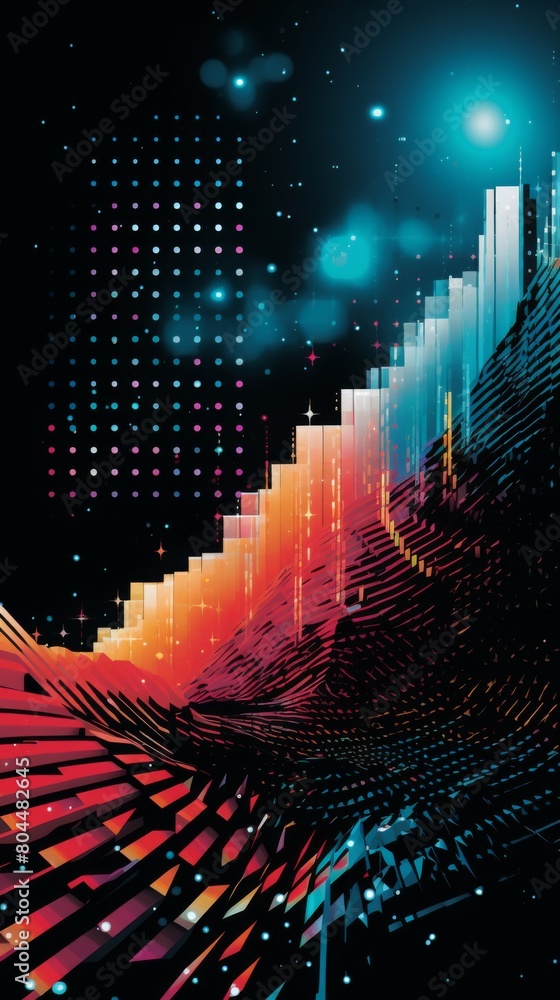 Poster interwoven lines and stars create a mesmerizing spiral in abstract background