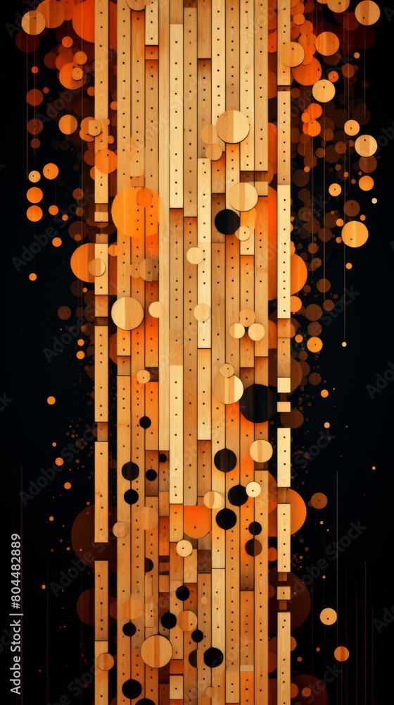 Poster circular forms and intersecting lines dance across a black abyss