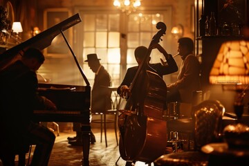 Elegant Jazz Band Performing in a Vintage Club Setting