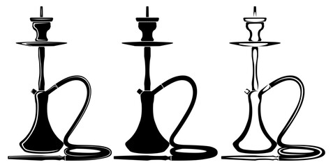 set Arabian hookah silhouette icon. Traditional shisha symbol design Illustration	