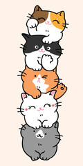 Vector Illustration of Cartoon Cat Pile Design on Isolated Background