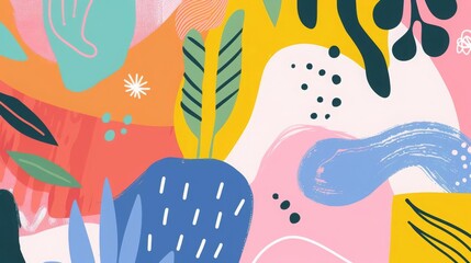 Various colorful shapes and doodle objects, geometric figures Abstract contemporary modern trendy illustration Hand drawn Vector set Poster, logo, print templates