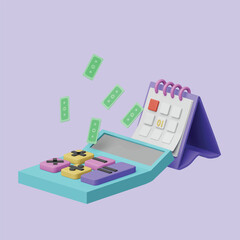 Salary payroll system or employee wages concept. Realistic 3d object cartoon style