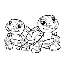 Turtles illustration coloring page - coloring book for kids