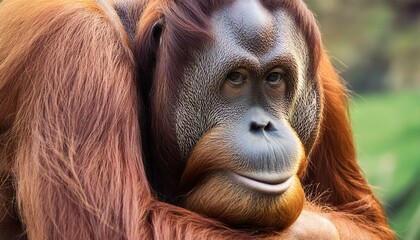 ai generative of sumatran orangutan; close-up