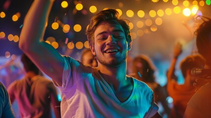 Ecstatic young man partying at the club
