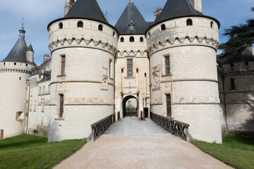 Fototapeta na wymiar Medieval castle of Chaumont-Sur-Loire, France. Built in the 15th century. Former medieval fortress later enlarged in Renaissance style.