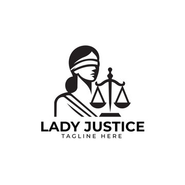 Lady Justice logo vector illustration design. Law court symbol