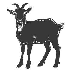 silhouette goat animal black color only full body