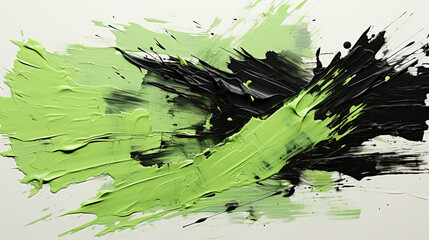 Artistic Beautiful Art of Green and Black Brush Stroke Curvy Acrylic Paint on Background