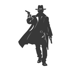 Naklejka premium silhouette mafia in action full body black color only
