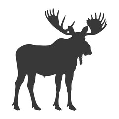 silhouette moose animal full body black color only