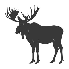 silhouette moose animal full body black color only