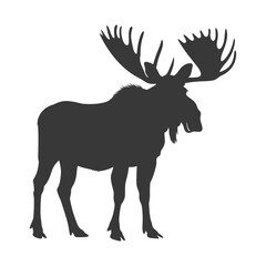 silhouette moose animal full body black color only