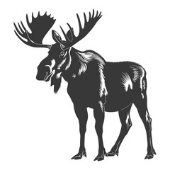 silhouette moose animal full body black color only