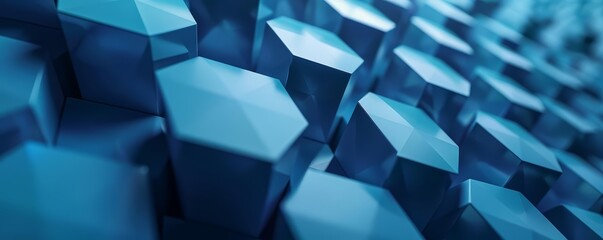 Create a 3D rendering of blue hexagonal tiles