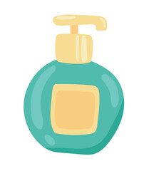 Cosmetic lotion in flat design. Skin care product in bottle with dispenser. Vector illustration isolated.