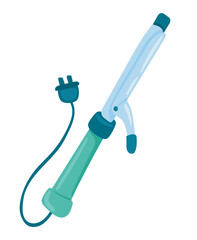 Hair iron curler in flat design. Hairdresser appliance for creating curls. Vector illustration isolated.