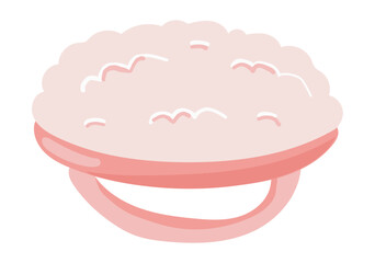 Body brush in flat design. Pink skincare washcloth or washing brush. Vector illustration isolated.