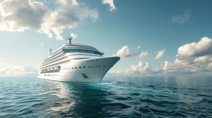 Naklejka premium The vast ocean stretches endlessly before you, a shimmering expanse of blue