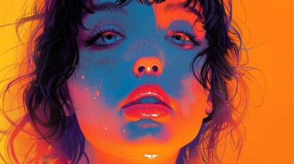 Fototapeta premium anime portrait art, a contemporary poster featuring a close-up anime-style portrait of a young woman