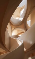 Soft lines and gentle curves evoking a sense of relaxation in cream abstract designs , Banner Image For Website