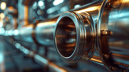 Stainless steel pipes in industrial setting