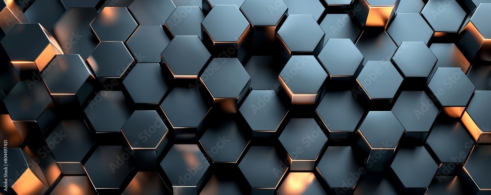 Aufkleber create a 3d rendering of a honeycomb pattern. the hexagons should be dark gray and lit from below wi
