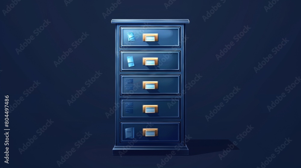 Poster the file cabinet is a real-life modern illustration of a metal cabinet for organizing paperwork. the