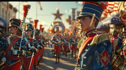 Star-Spangled Spectacle: A Cinematic Display of Patriotic Pride with Marching Bands and Parade