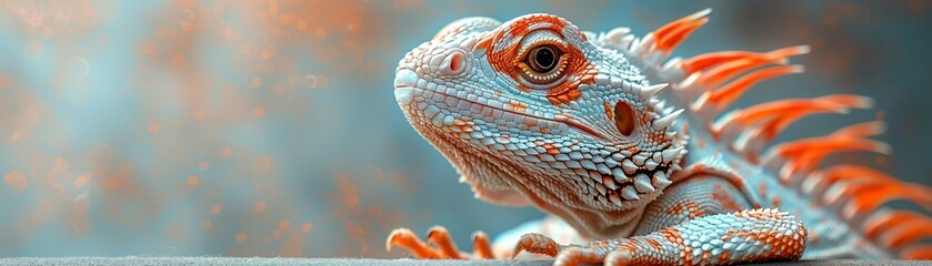 Fototapeta premium Vibrant fantasythemed pet dragon perched elegantly featured against a clear simple background great for game advertising with text space