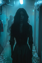 Obraz premium Atmospheric thriller: Medical setting, mysterious figures, suspenseful.generative ai