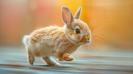 Energetic and vibrant scene of a fancy rabbit in motion captured on a clear background with ample space for custom text
