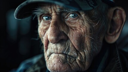 Hero's Tribute: A Cinematic Lighting Moment for an Honored Elderly Veteran