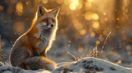 Arctic fox in snowy tundra, soft winter light, realistic style. Photorealistic. HD.