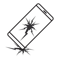 The smartphone falls. Broken screen. linear icon. Line with editable stroke