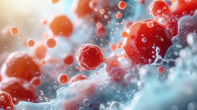 Capturing the dynamic behavior of nanoparticles in fluid. Photorealistic. HD.