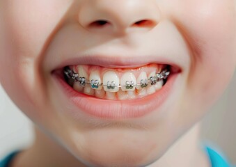 Child's Smile Transformed: A Close-Up Look at Braces in Action