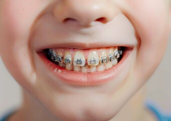 Child's Teeth Transformation: A Close-Up Look at Braces in Action