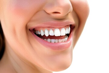 Radiant Smile: Close-Up of a Beautiful Woman with Healthy White Teeth and a Joyful Expression