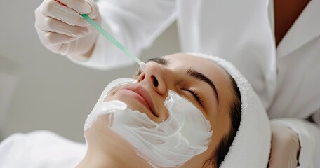 Revitalizing Facial Treatment: Close-Up of Woman Enjoying a Relaxing Spa Session for Skin Rejuvenation and Pampering