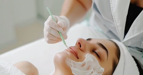 Revitalizing Facial Treatment: Close-Up of Woman Enjoying a Relaxing and Rejuvenating Spa Experience