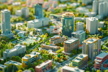 Obraz premium A colorful cityscape with many different colored houses