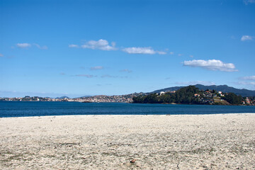 Sabaris beach in Baiona with Monte Lourido