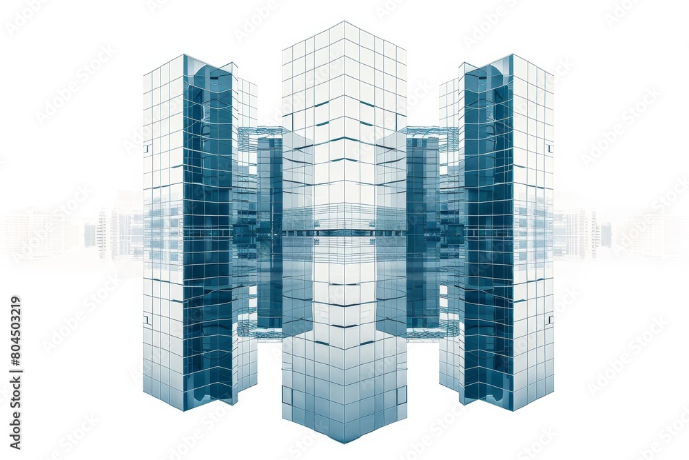 Poster a large modern building with a pool in front of it