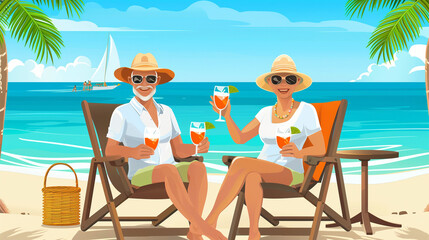 Senior couple having fun on the beach