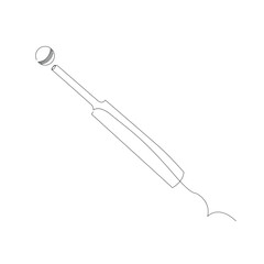 professional cricket bat continuous single one line drawing art vector design