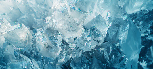Top view of the texture of crystalline ice formations clinging to the jagged edges of a glacier