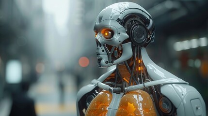 Fototapeta premium Robot helping with lung diagnostics, detailed imaging, clinical. Photorealistic. HD.